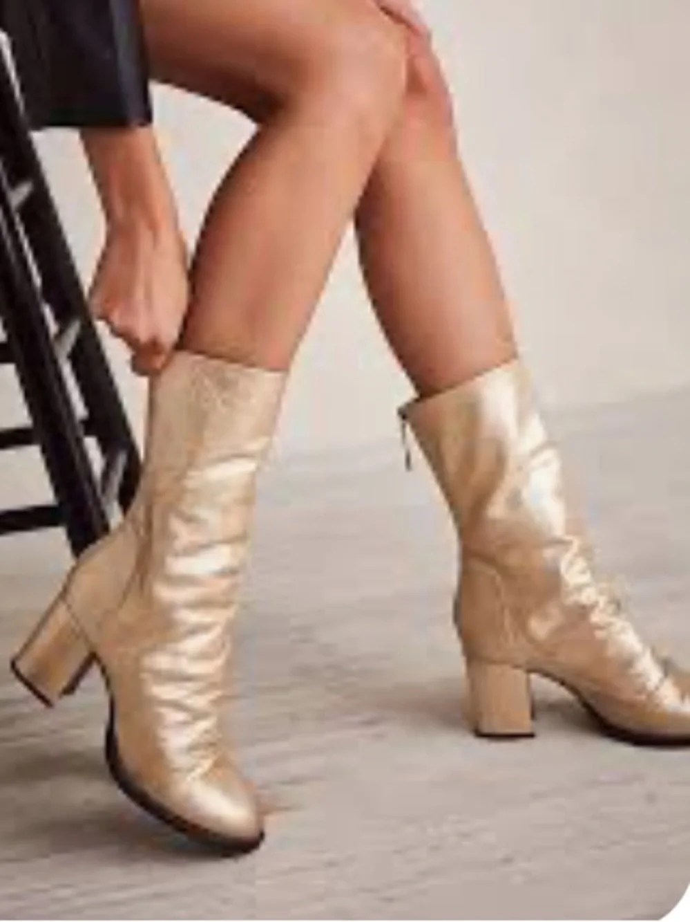 Free People Ellee Gold Metallic Date Night Block Leather Boots
